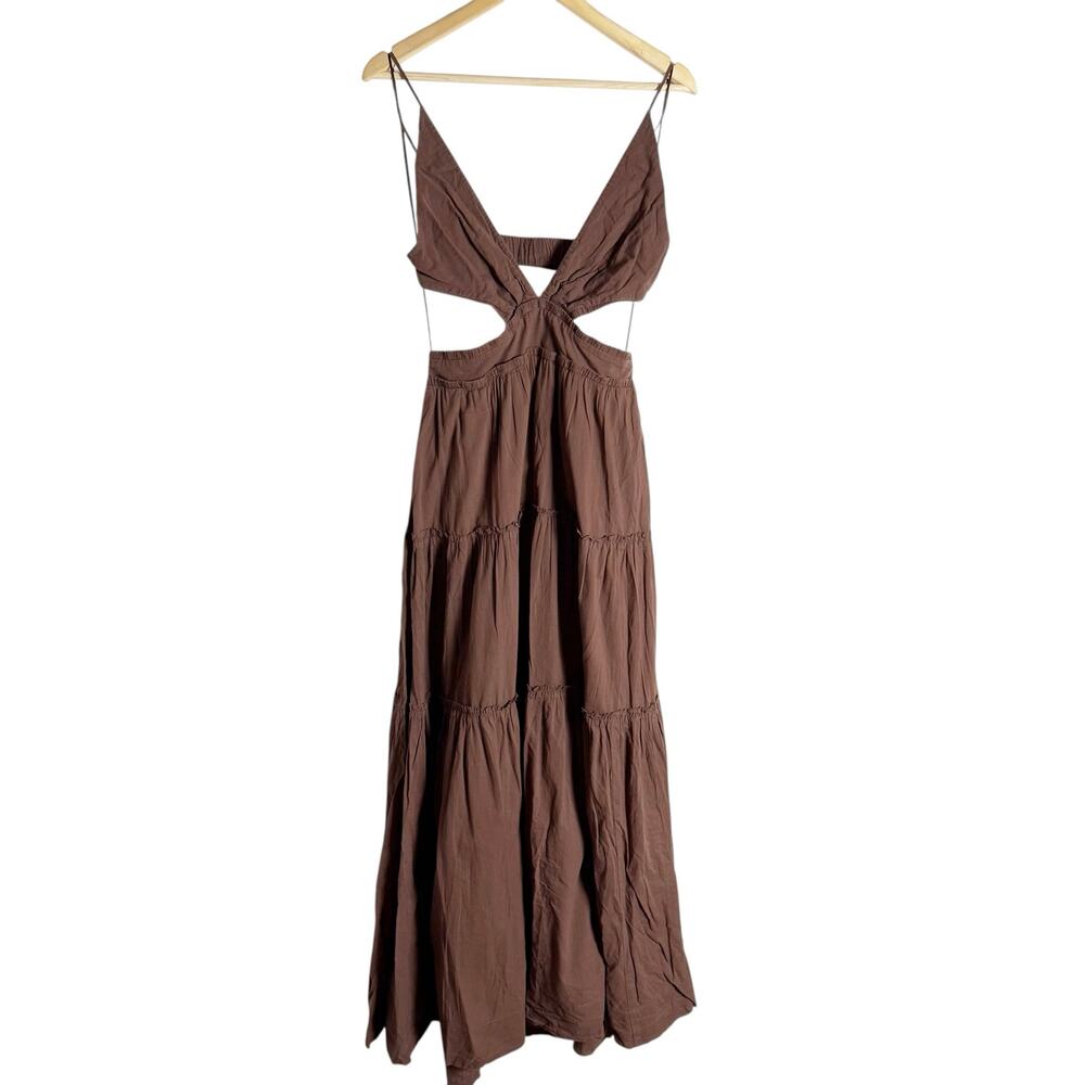 Bec + Bridge Carla Brown Cutout V-Neck Sleeveless Tiered Maxi Dress Size 8 - Picture 6 of 16